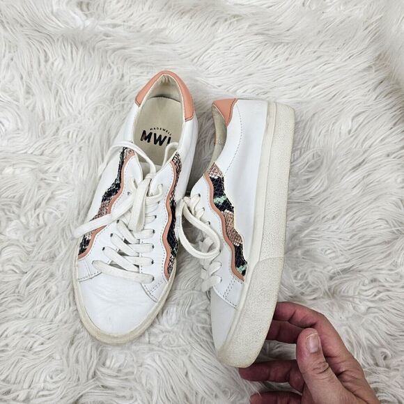 Madewell Sidewalk Low-Top Sneakers in Snake Embossed Leather: Wave Edition 6.5 - Picture 2 of 8